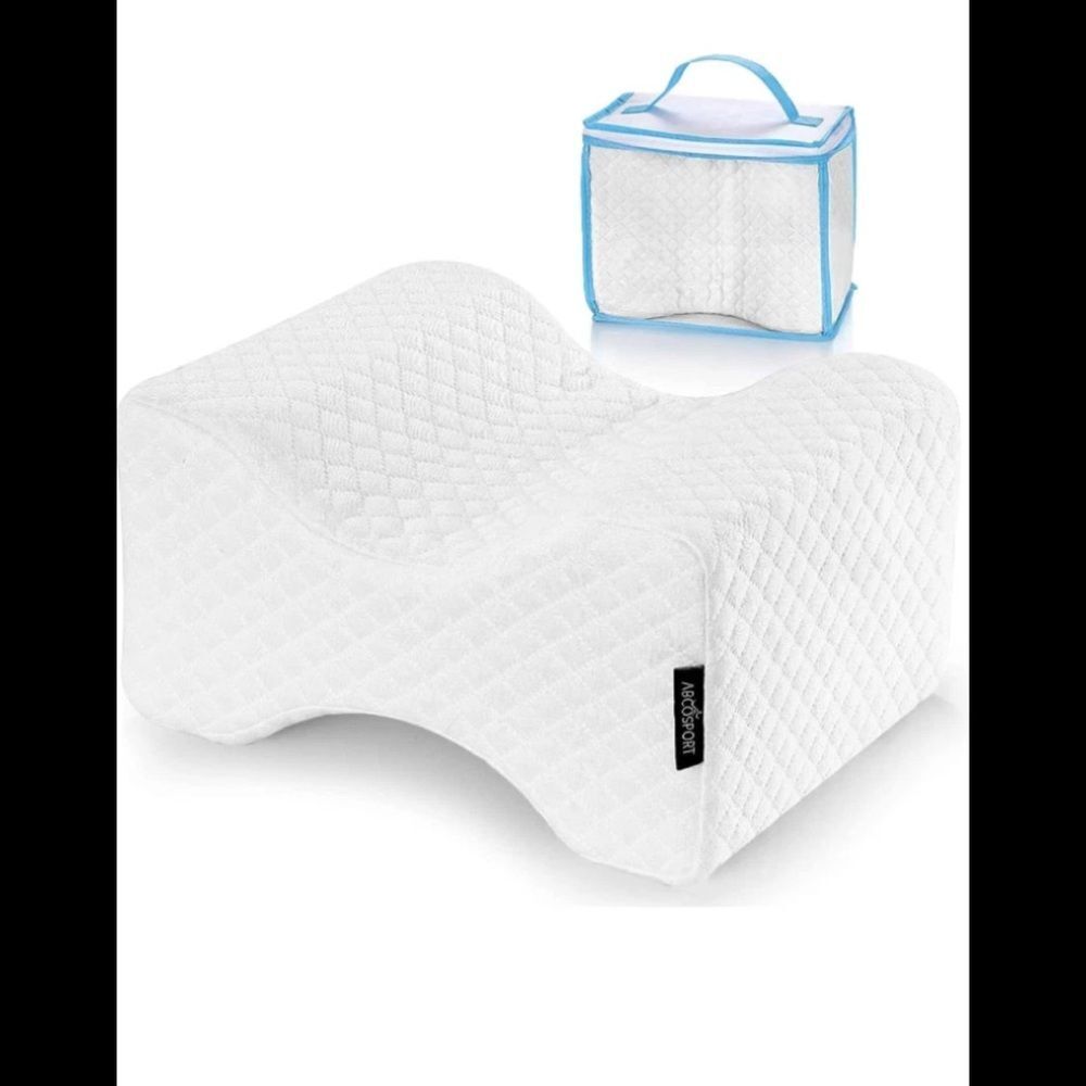 Abco sport White Memory Foam Knee Pillow wedge support Leg Back Pregnancy